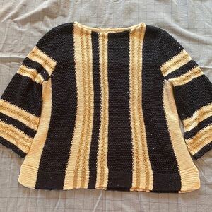 Chico’s Striped Navy, Cream and Gold Knit Women's Sweater